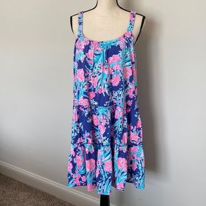 Lilly Pulitzer Lord Dress, Corsica Blue Toucan Party, XL